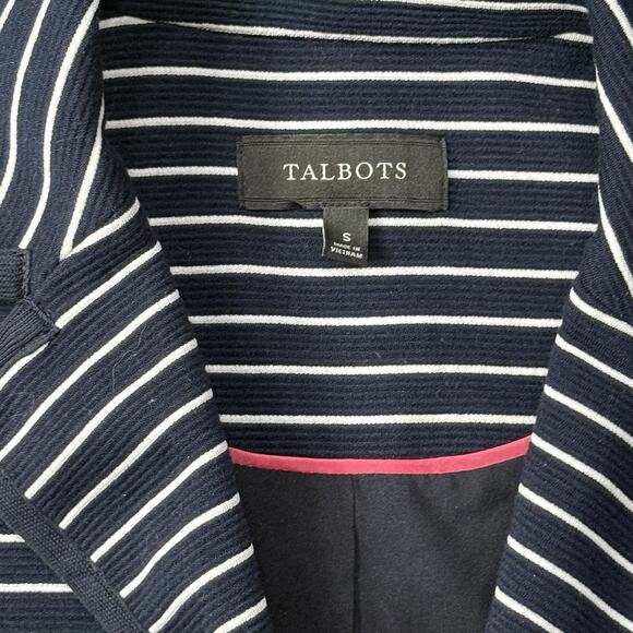 Talbot's Womens Jacket Size S "Ottoman" Sweater Jacket Navy/White Stripe - Picture 5 of 8